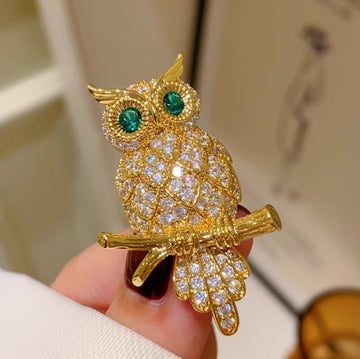 XSB146 - Golden Owl Saree Brooch